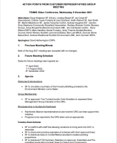 Customer Representative Group - Notes and action points from meeting of 9 December 2021